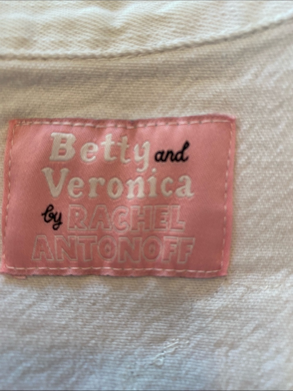 Rachel Antonoff Betty and Veronica White Denim Jacket with Colorful Comic Patc - Picture 3 of 5